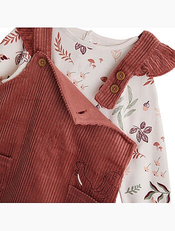 Evie corduroy babyjurk, t-shirt en panty set