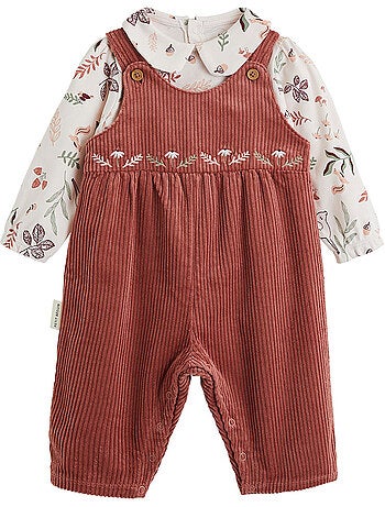 Evie corduroy babyoveralls en t-shirt set