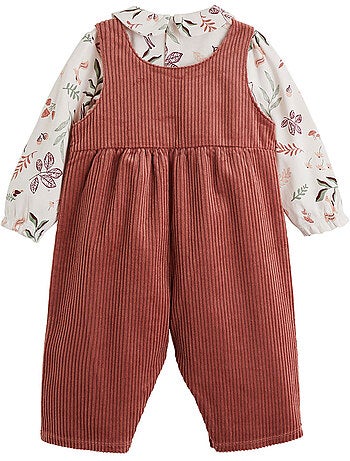 Evie corduroy babyoveralls en t-shirt set