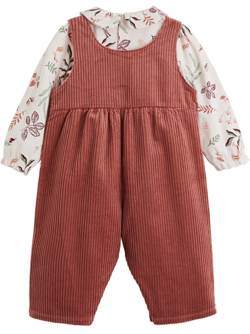 Evie corduroy babyoveralls en t-shirt set Roze - Kiabi