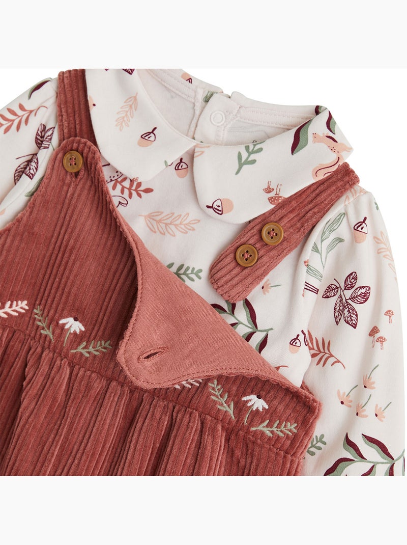 Evie corduroy babyoveralls en t-shirt set Roze - Kiabi
