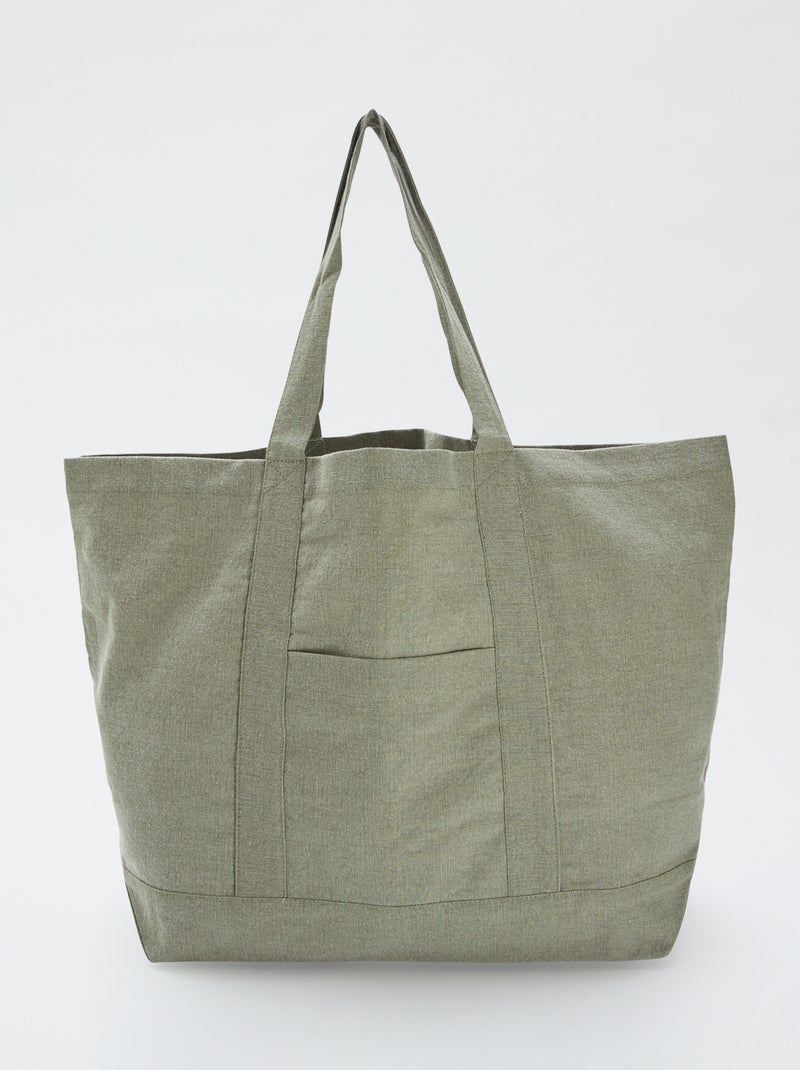 Extra grote katoenen strandshopper KAKI - Kiabi