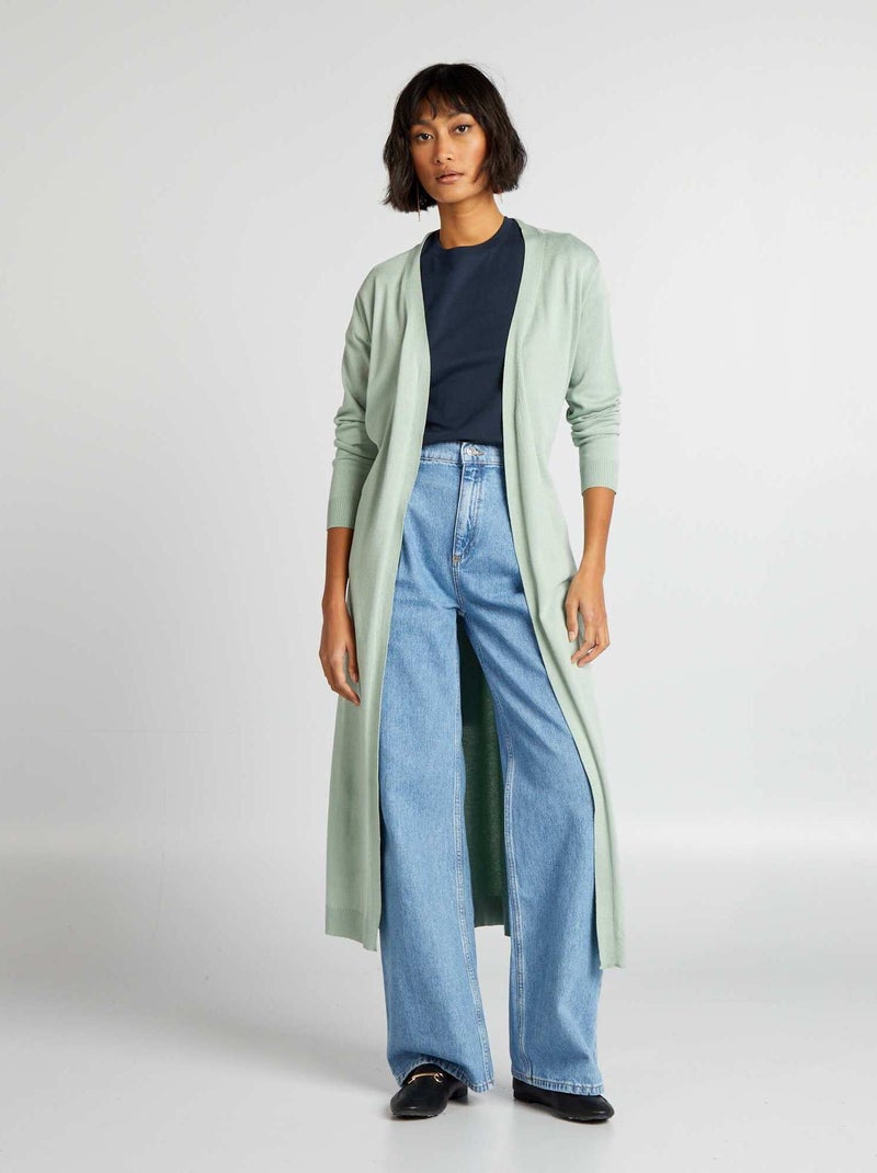 Extra lang vest met ceintuur GROEN - Kiabi