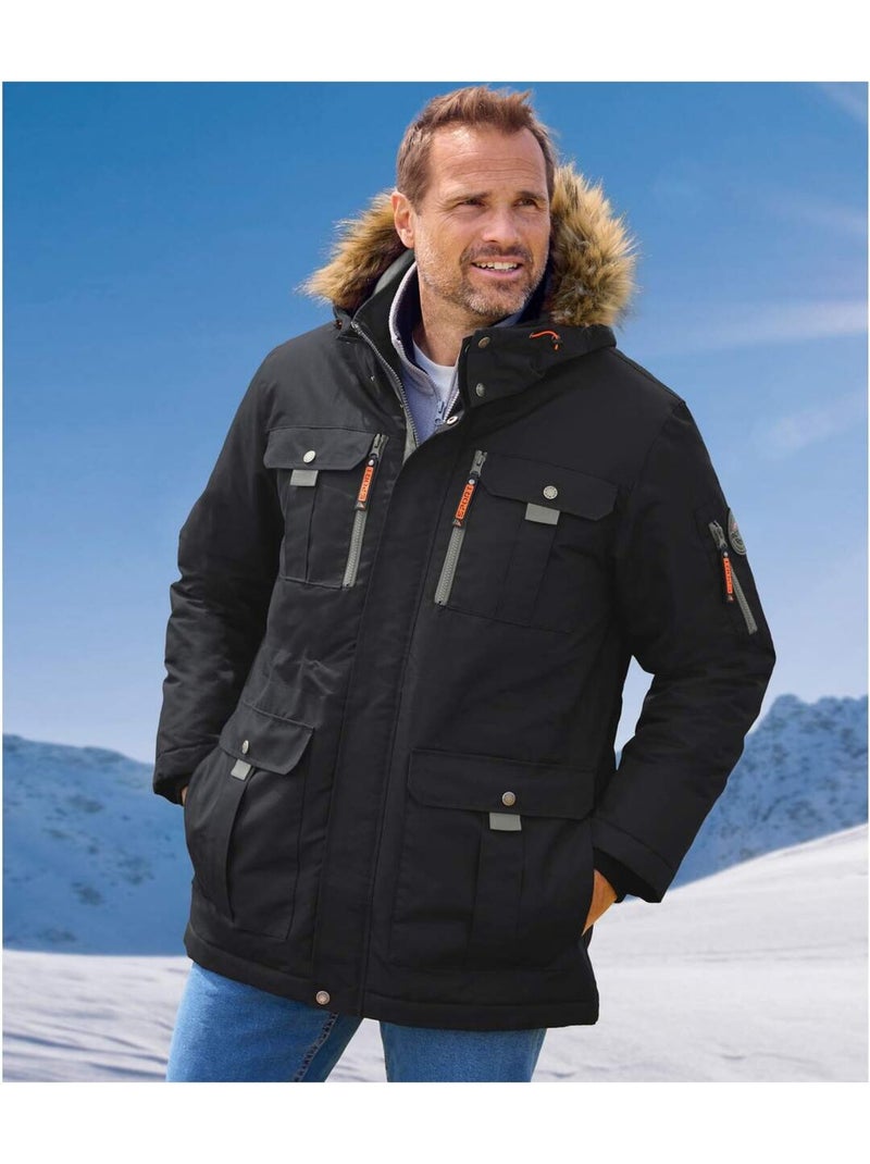 Extra warme winterparka met capuchon - atlas for men Zwart - Kiabi