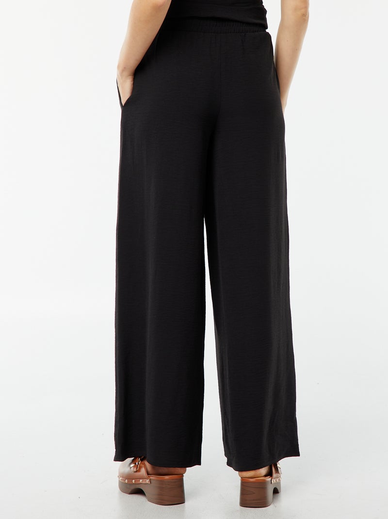 Extra wijde broek van soepelvallende stof zwart - Kiabi