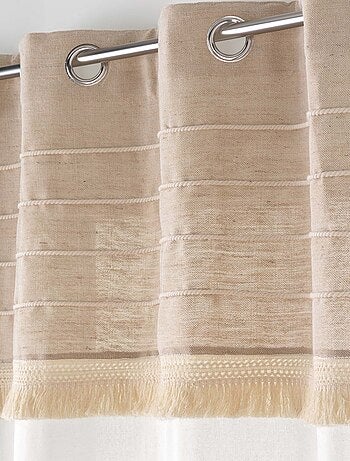 Eyelet gordijn van poly-katoen en jute met gestructureerde streep