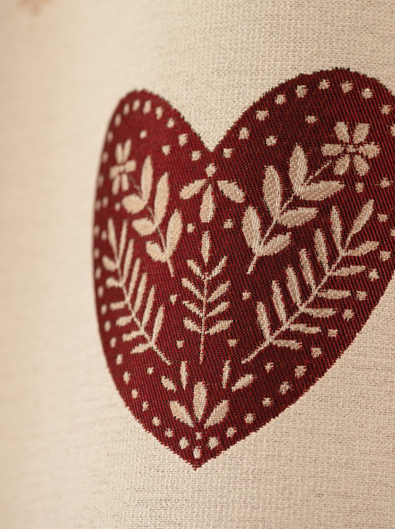 Eyelet jacquard gordijn met geruite bovenkant en hartmotieven Rood - Kiabi