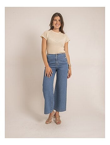 FABENE top met korte mouwen, elegant gebreid