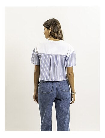 Fabo tweekleurig cropped t-shirt