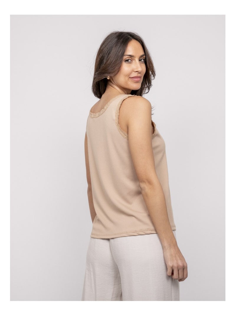 FABRINE kanten tanktop Beige - Kiabi