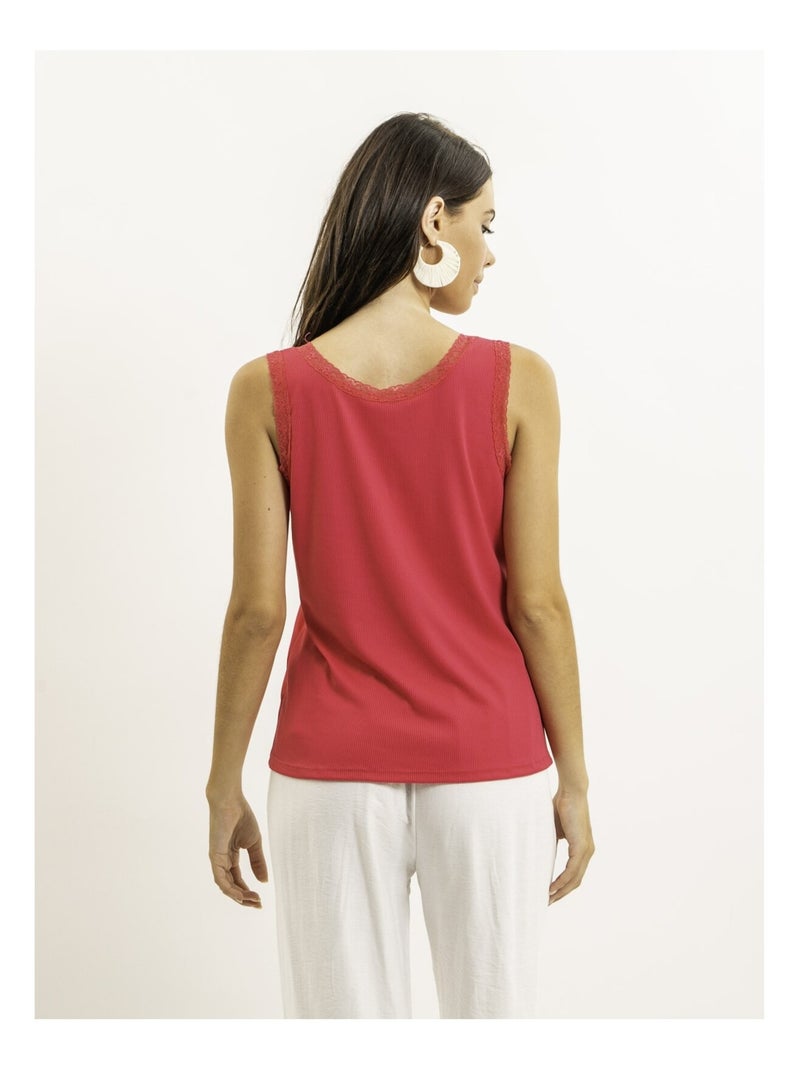 FABRINE kanten tanktop Fuchsia roze - Kiabi