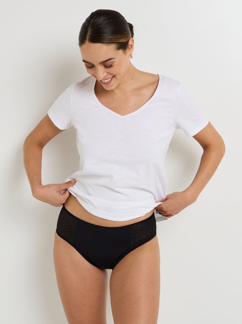 Fabrizia slip menstruatie gemiddelde flow zwart Zwart - Kiabi