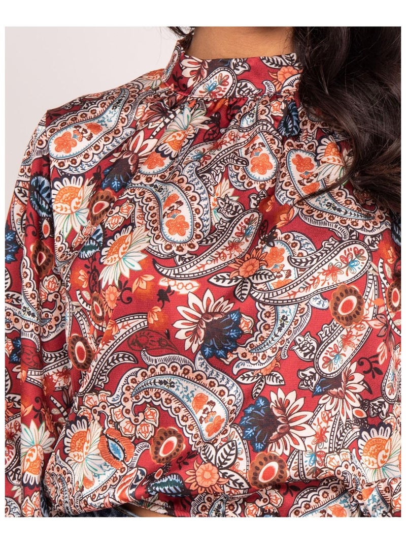 FABUS blouse met print en zwierige pasvorm Bordeaux - Kiabi