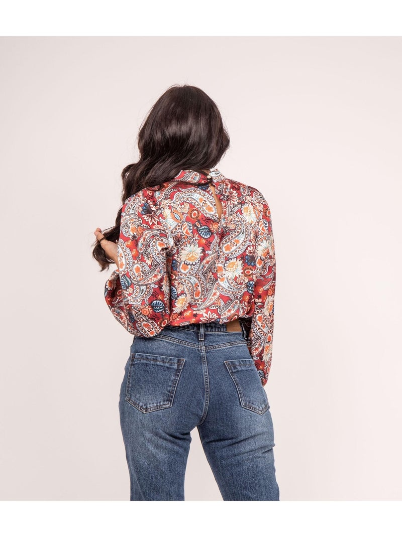 FABUS blouse met print en zwierige pasvorm Bordeaux - Kiabi