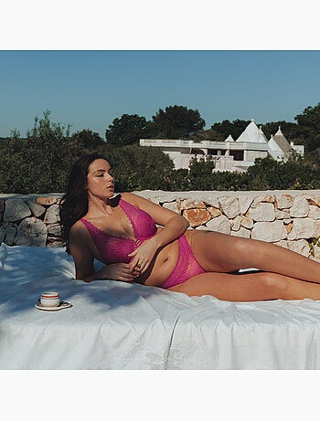Fallon tanga kant multikleur roze