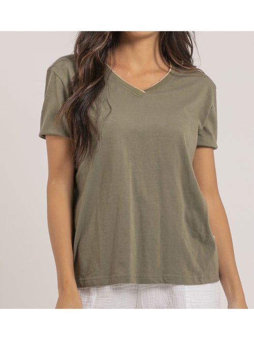 Famia puur katoenen t-shirt met v-hals - Kiabi
