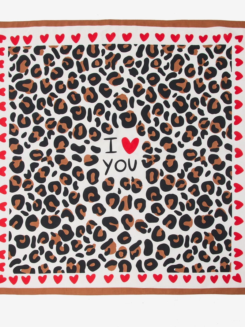 Fantasieprint sjaal (100x100 cm) 'Agathe Sorlet x Kiabi' - Valentijnsdag Wit - Kiabi