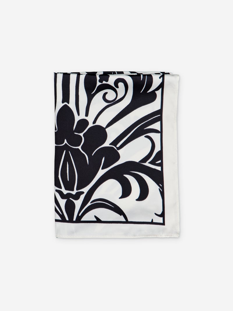 Fantasierijke satijnen sjaal (65x65 cm) Zwart - Kiabi