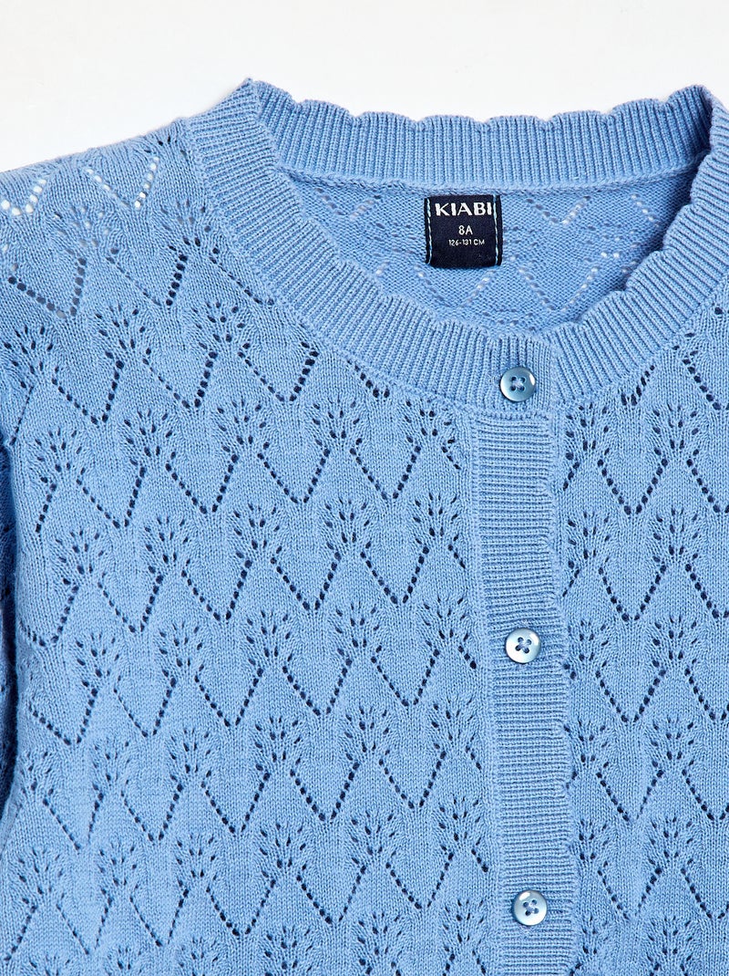 Fantasievest van ajourgebreide stof Blauw - Kiabi