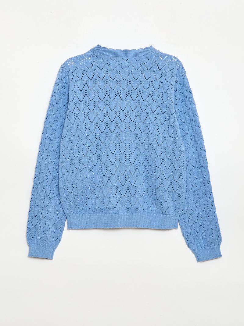 Fantasievest van ajourgebreide stof Blauw - Kiabi