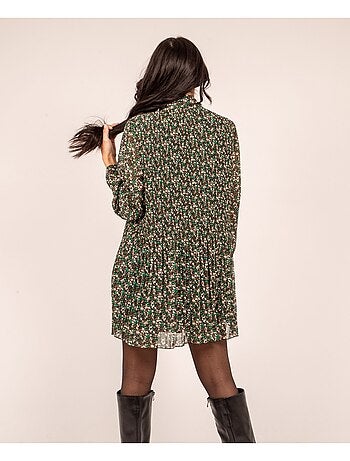 Fantastische geplooide jurk met bloemenprint
