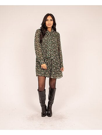 Fantastische geplooide jurk met bloemenprint