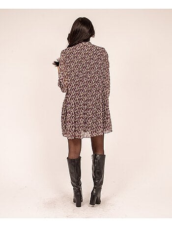 Fantastische geplooide jurk met bloemenprint