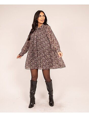 Fantastische geplooide jurk met bloemenprint