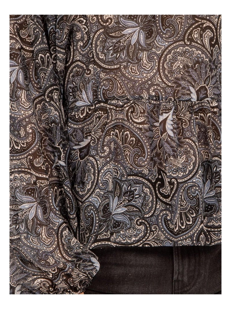 FARAH blouse met patroon en zwierige pasvorm Blauw - Kiabi