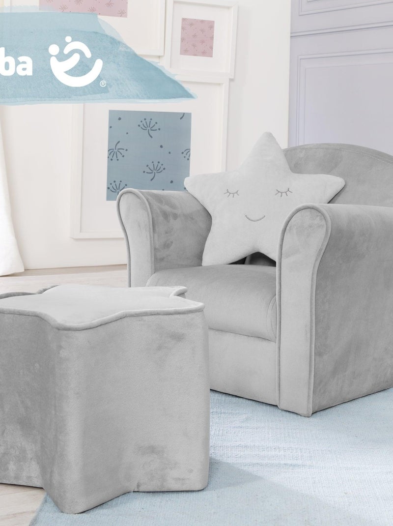 Fauteuil club enfant en velours doux - ROBA 'lil sofa' Gris - Kiabi