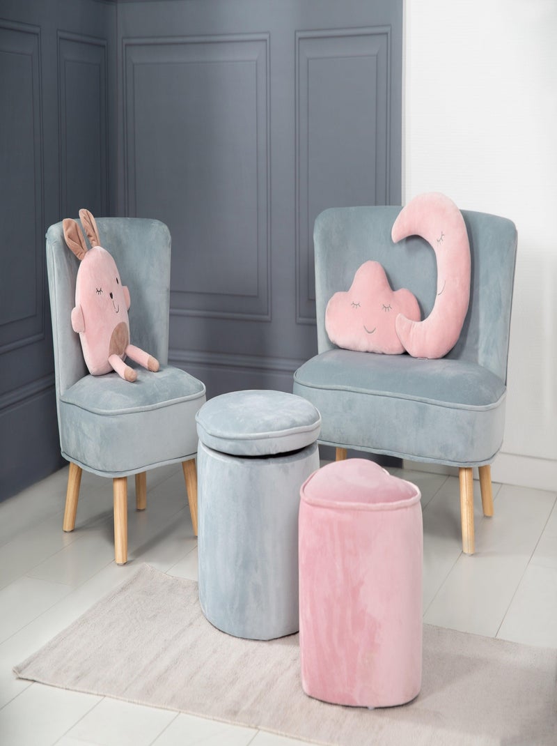 Fauteuil enfant en velours avec pieds en bois massif - ROBA 'lil sofa' Bleu clair - Kiabi