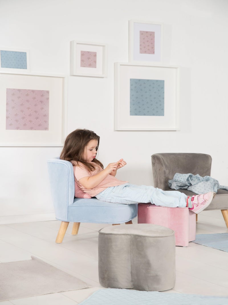 Fauteuil enfant en velours avec pieds en bois massif - ROBA 'lil sofa' Bleu clair - Kiabi