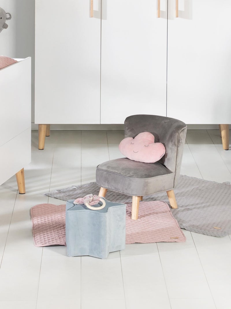 Fauteuil enfant en velours avec pieds en bois massif - ROBA 'lil sofa' Gris - Kiabi