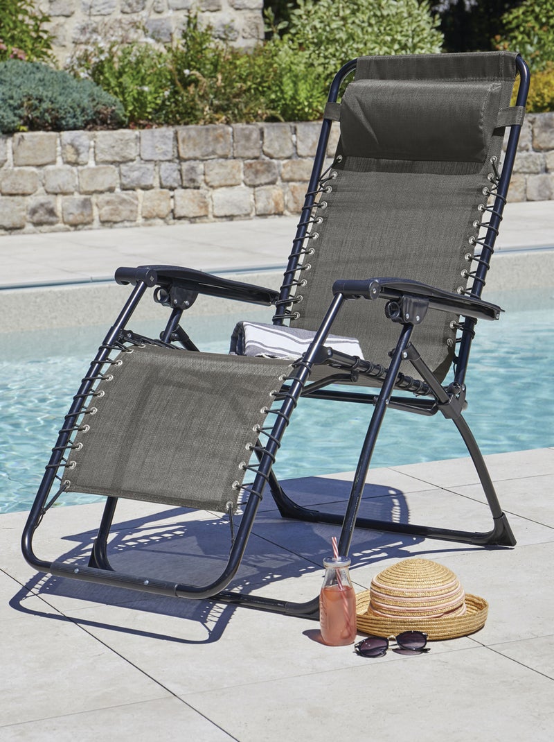 Fauteuil relax inclinable de jardin Taupe - Kiabi