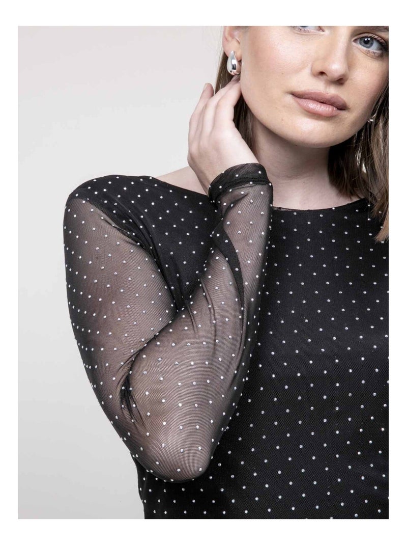 FAVERELLE top met strasssteentjes Zwart - Kiabi
