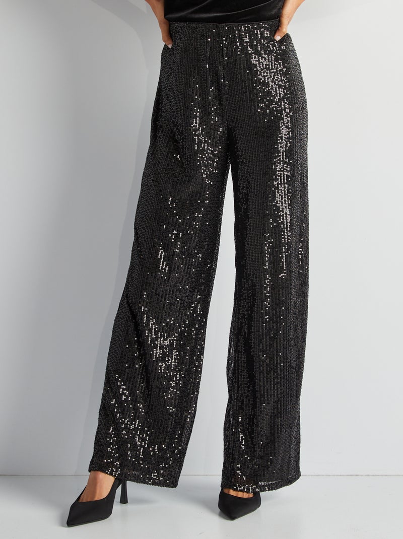 Feestelijke broek met lovertjes ZWART - Kiabi