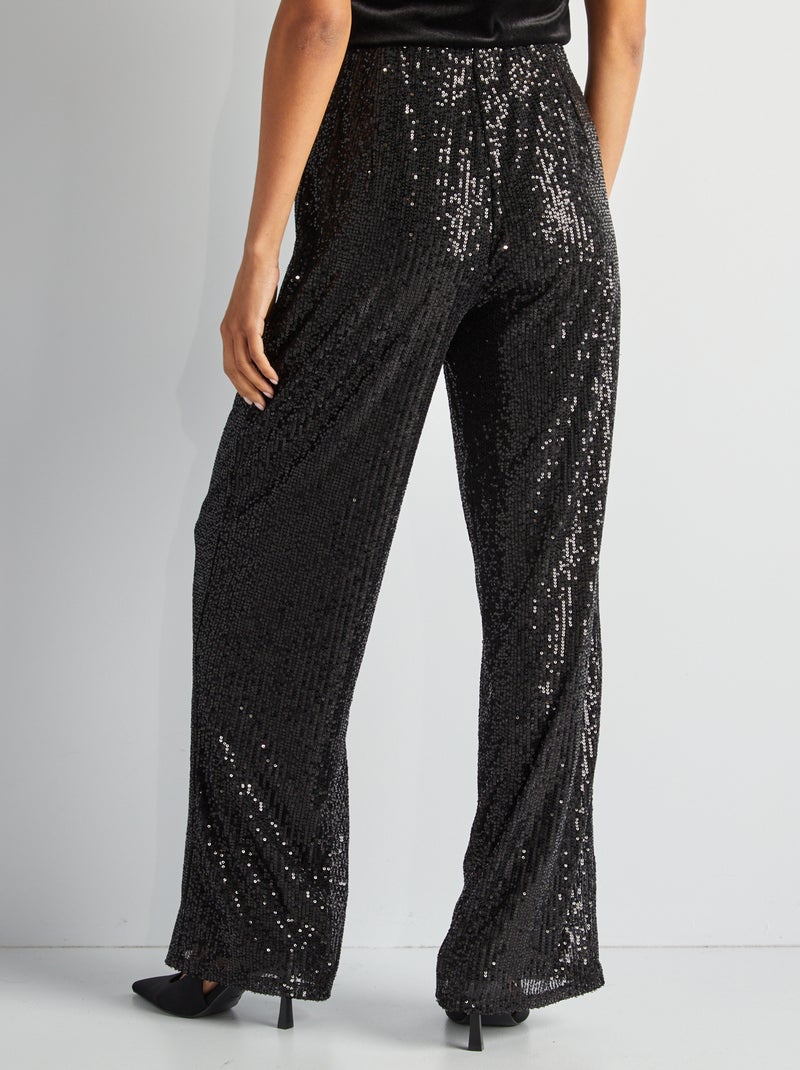 Feestelijke broek met lovertjes ZWART - Kiabi