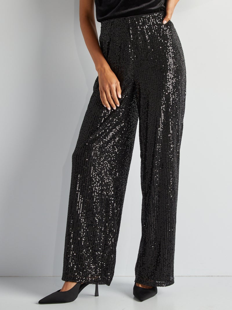 Feestelijke broek met lovertjes ZWART - Kiabi