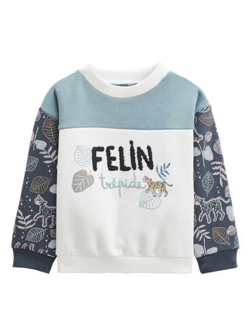 Feline-trepid baby fleece sweatshirt - Kiabi