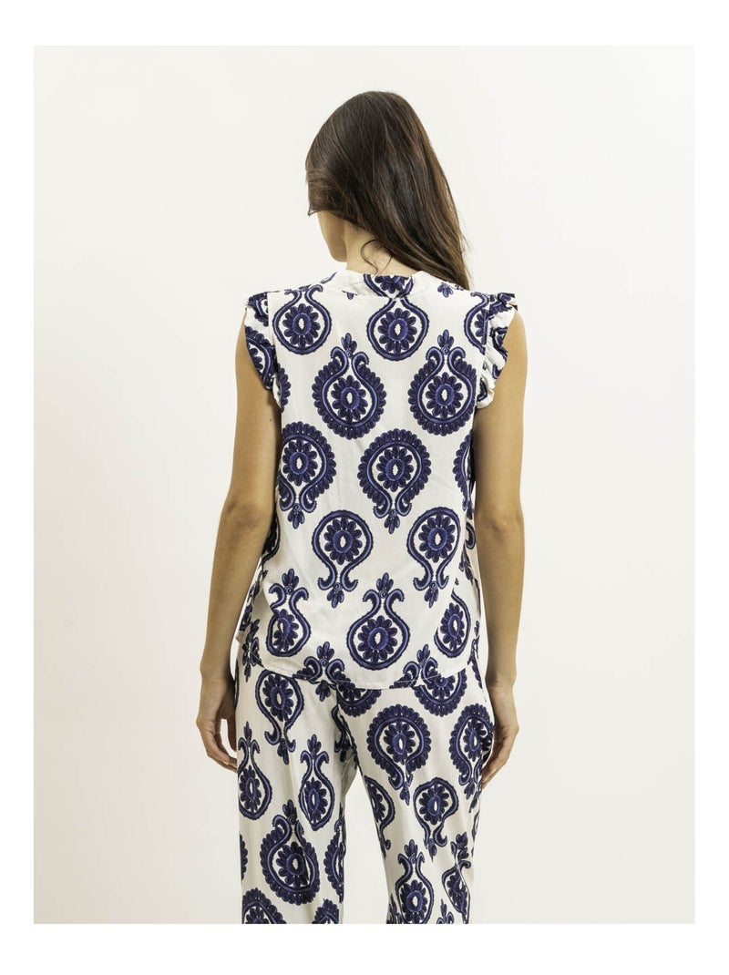 FELOVIA mouwloze top met patroon Marineblauw - Kiabi