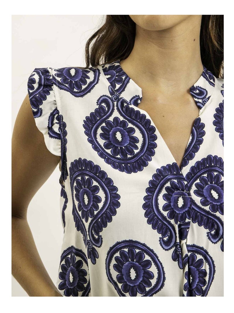 FELOVIA mouwloze top met patroon Marineblauw - Kiabi