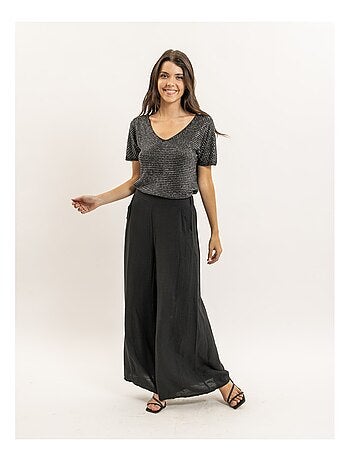 Ferali top met korte mouwen van lurex en strass-steentjes