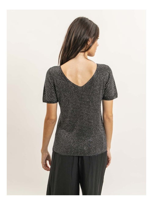 FERALI top met korte mouwen van lurex en strass-steentjes - Kiabi