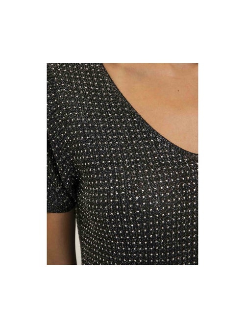 FERALI top met korte mouwen van lurex en strass-steentjes - Kiabi