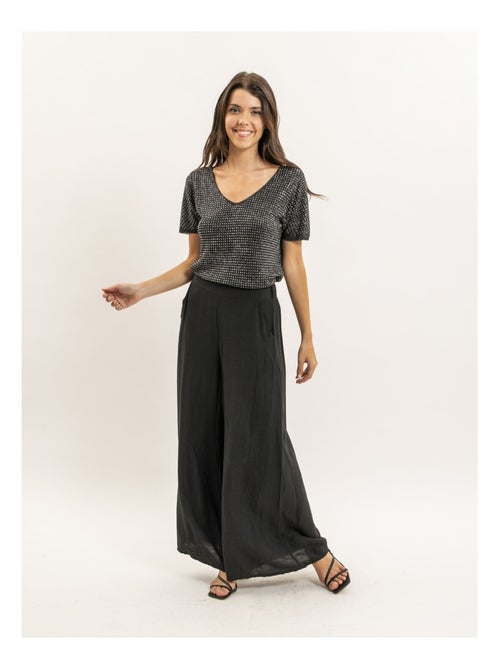 FERALI top met korte mouwen van lurex en strass-steentjes - Kiabi