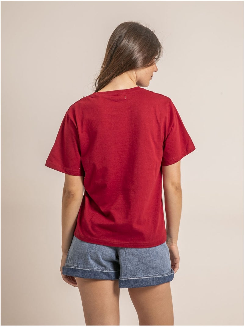 Ferdi t-shirt met strasssteentjes Bordeaux - Kiabi