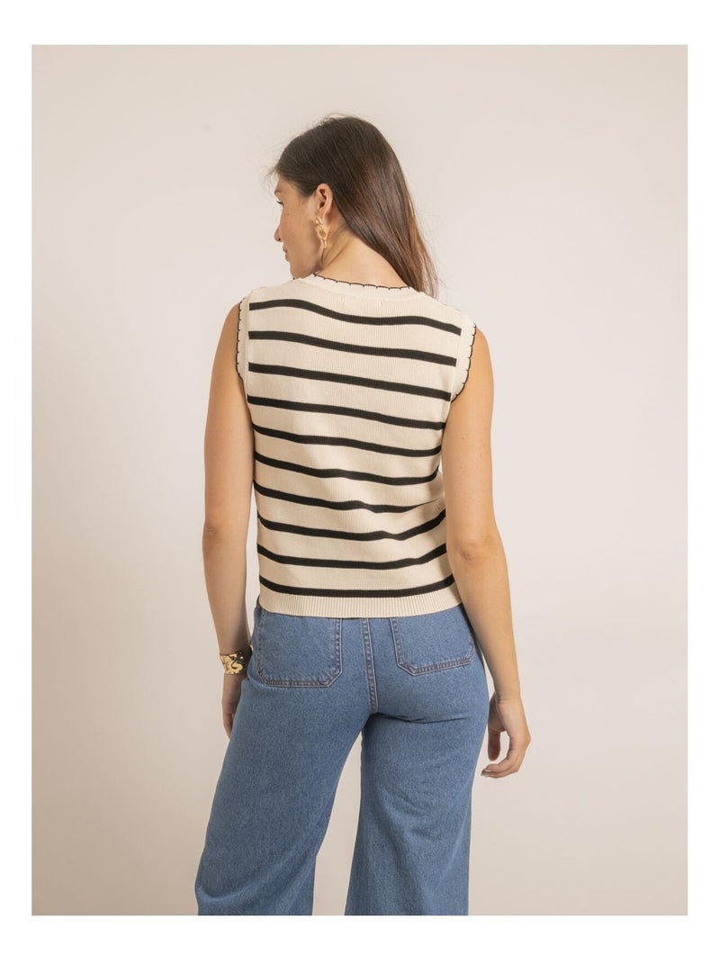 FERKINE gestreept tanktopje Beige - Kiabi