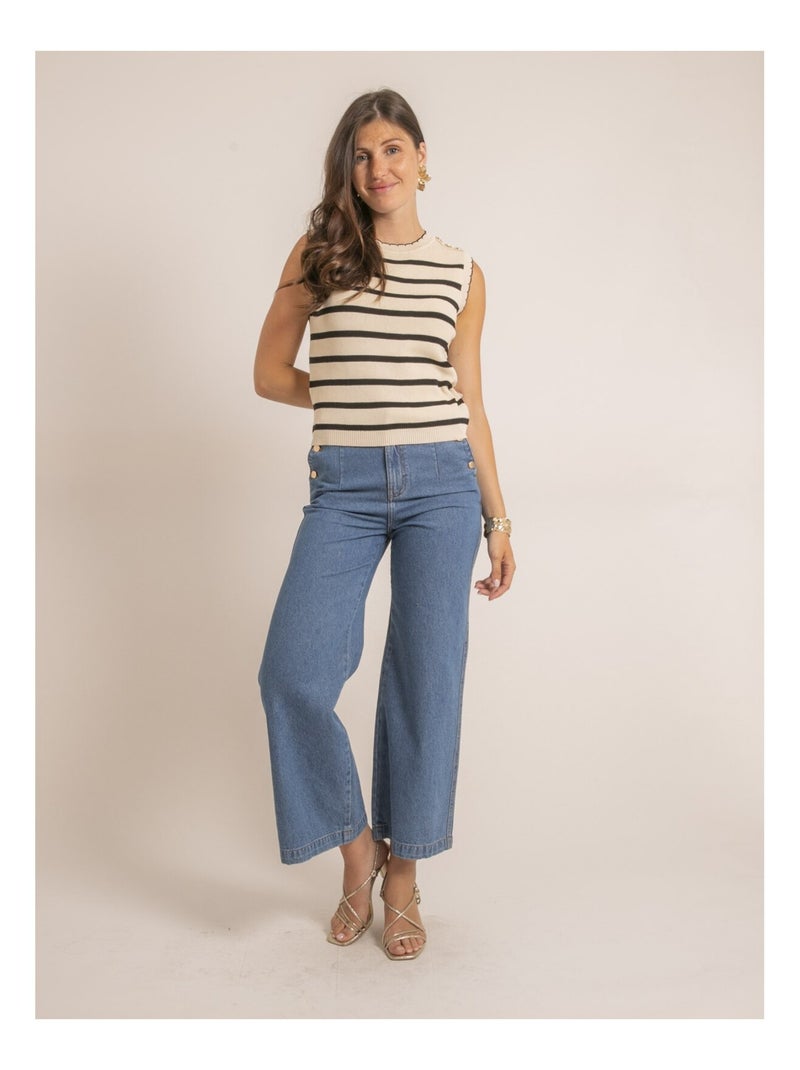 FERKINE gestreept tanktopje Beige - Kiabi