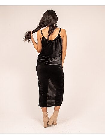 Fia fluwelen en kanten camisole