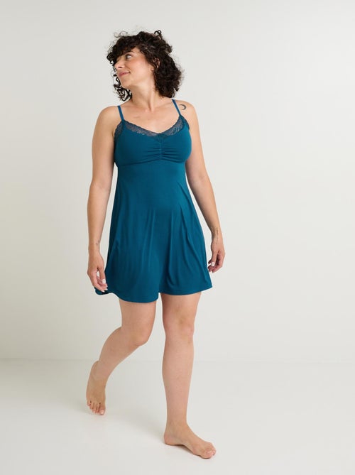 Ficelle postoperatief negligé geïntegreerde bustier eendengroen - Kiabi